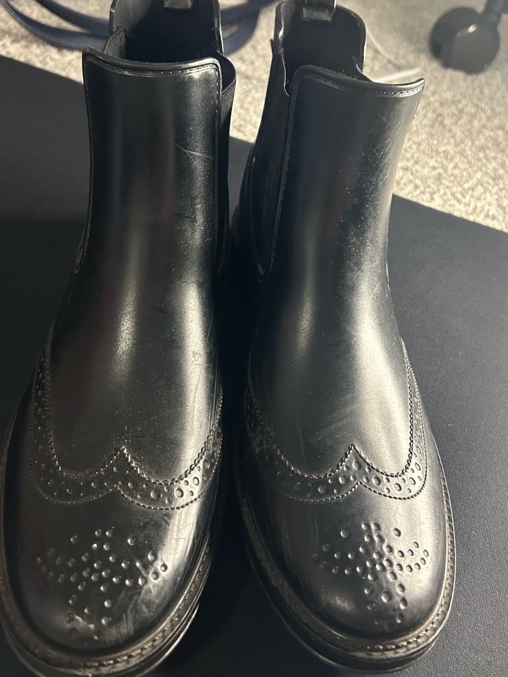 Black Brogue Chelsea Rain Boots